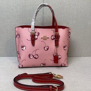 Coach Mollie Tote Bag: Floral & Cherry - Pink/Violet 25